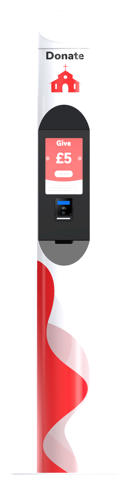 Church branded tubular donation kiosk