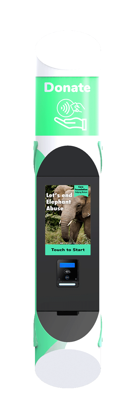 Freestanding Tubular Contactless Donation Kiosk